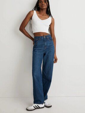 Madewell Baggy Straight Jeans in Dark Worn Indigo Wash 25